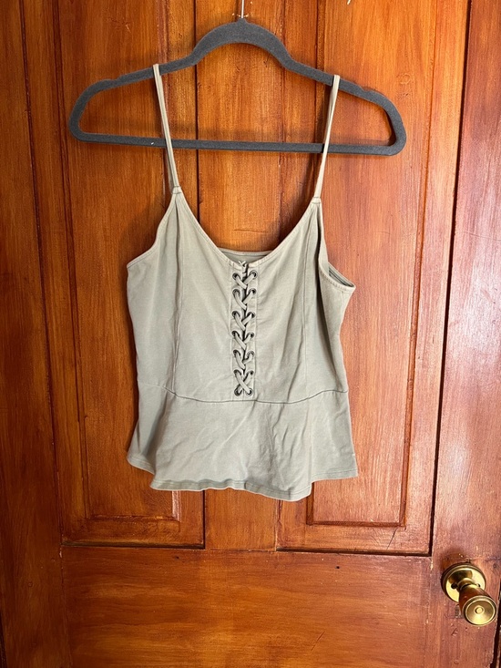 American Eagle Outfitters Tops - American Eagle Outfitters Sage Green Lace-Up Camisole